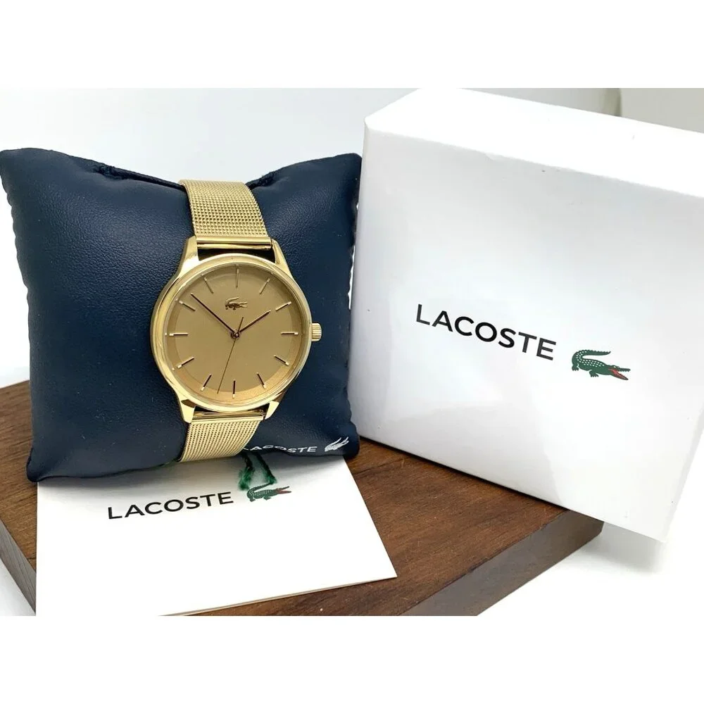 Lacoste Women's Watch 2001255 Club Quartz Gold Dial Mesh Stainless Steel 34mm